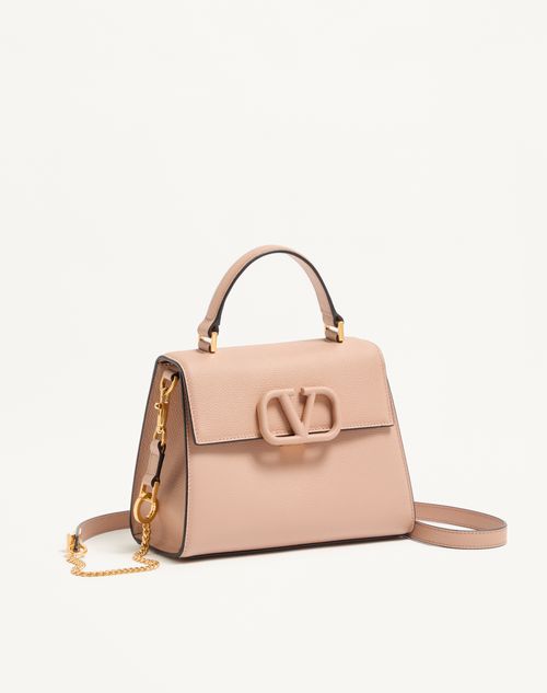 Valentino Garavani - Valentino Garavani Vsling Small Handbag In Grainy Calfskin - Rose Cannelle - Woman - Top Handle Bags